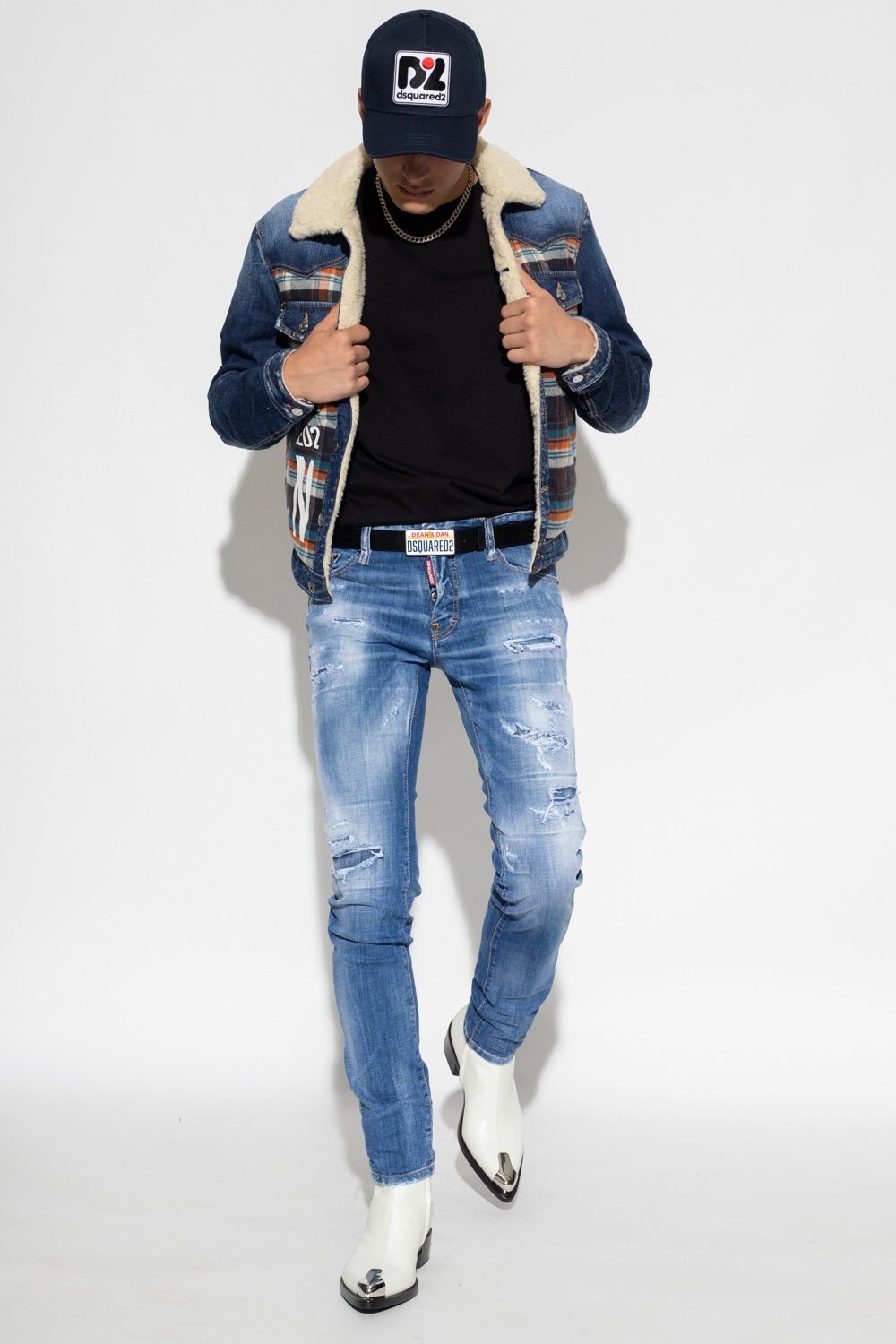 Fleece-lined hoodie with adjustable hood | Dsquared2 'Slim' jeans